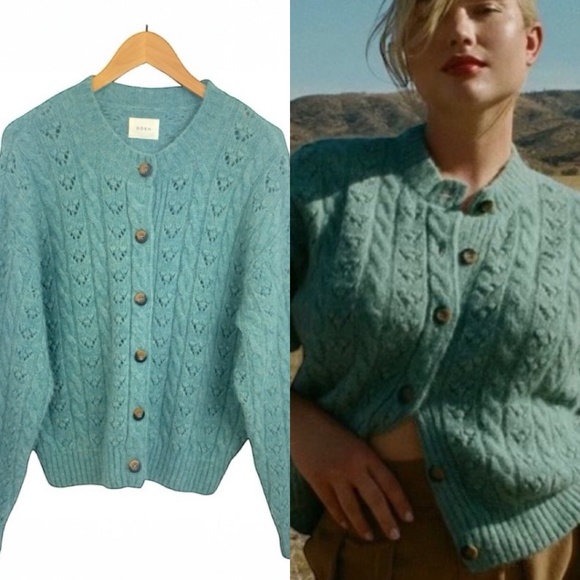 DOEN ADLER  CARDIGAN SWEATER  IN AGAVE Agave-size M - Picture 3 of 11